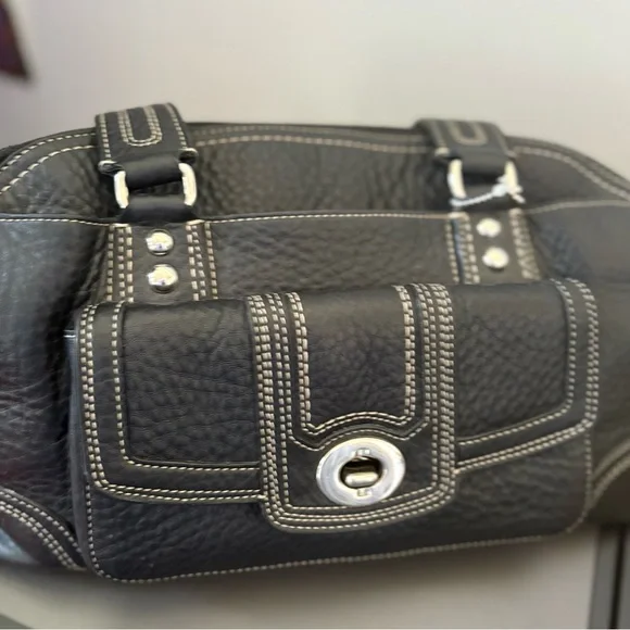 Coach Womens Black Pebbled Leather Hampton Top Handle Satchel Bag Doctor - Picture 9 of 9